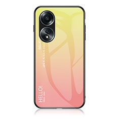 Silicone Frame Mirror Rainbow Gradient Case Cover LS1 for Oppo A78 4G Yellow