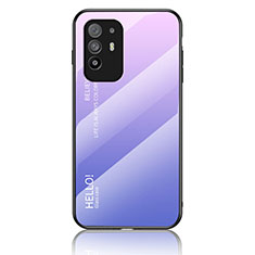 Silicone Frame Mirror Rainbow Gradient Case Cover LS1 for Oppo A94 5G Clove Purple