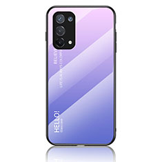 Silicone Frame Mirror Rainbow Gradient Case Cover LS1 for Oppo A95 4G Clove Purple