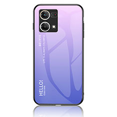 Silicone Frame Mirror Rainbow Gradient Case Cover LS1 for Oppo F21 Pro 4G Clove Purple