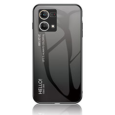 Silicone Frame Mirror Rainbow Gradient Case Cover LS1 for Oppo F21 Pro 4G Dark Gray