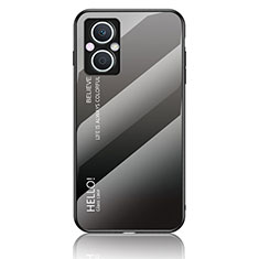 Silicone Frame Mirror Rainbow Gradient Case Cover LS1 for Oppo F21 Pro 5G Dark Gray