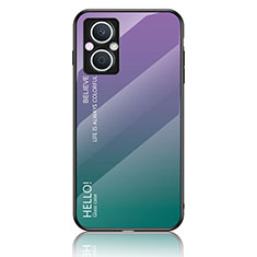 Silicone Frame Mirror Rainbow Gradient Case Cover LS1 for Oppo F21 Pro 5G Mixed