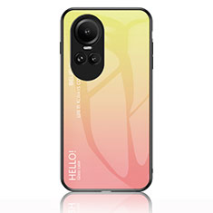 Silicone Frame Mirror Rainbow Gradient Case Cover LS1 for Oppo Reno10 5G Yellow