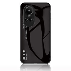 Silicone Frame Mirror Rainbow Gradient Case Cover LS1 for Oppo Reno10 Pro 5G Black