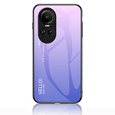Silicone Frame Mirror Rainbow Gradient Case Cover LS1 for Oppo Reno10 Pro 5G Clove Purple