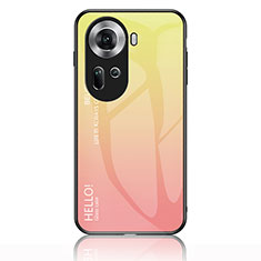 Silicone Frame Mirror Rainbow Gradient Case Cover LS1 for Oppo Reno11 5G Yellow