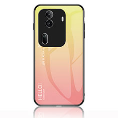 Silicone Frame Mirror Rainbow Gradient Case Cover LS1 for Oppo Reno11 Pro 5G Yellow