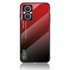 Silicone Frame Mirror Rainbow Gradient Case Cover LS1 for Oppo Reno7 Lite 5G Red