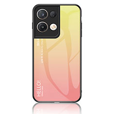 Silicone Frame Mirror Rainbow Gradient Case Cover LS1 for Oppo Reno9 Pro+ Plus 5G Yellow