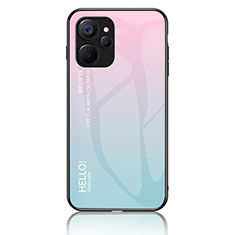 Silicone Frame Mirror Rainbow Gradient Case Cover LS1 for Realme 10T 5G Cyan