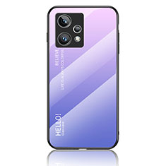 Silicone Frame Mirror Rainbow Gradient Case Cover LS1 for Realme 9 Pro+ Plus 5G Clove Purple