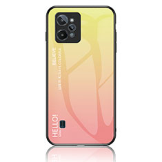 Silicone Frame Mirror Rainbow Gradient Case Cover LS1 for Realme C31 Yellow