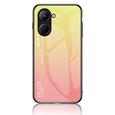 Silicone Frame Mirror Rainbow Gradient Case Cover LS1 for Realme C33 (2023) Yellow