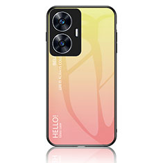 Silicone Frame Mirror Rainbow Gradient Case Cover LS1 for Realme C55 Yellow