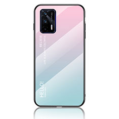 Silicone Frame Mirror Rainbow Gradient Case Cover LS1 for Realme GT Neo 5G Cyan