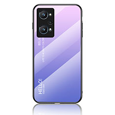 Silicone Frame Mirror Rainbow Gradient Case Cover LS1 for Realme Q5 Pro 5G Clove Purple