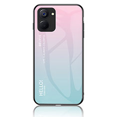 Silicone Frame Mirror Rainbow Gradient Case Cover LS1 for Realme V20 5G Cyan