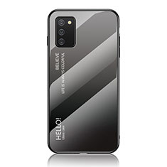 Silicone Frame Mirror Rainbow Gradient Case Cover LS1 for Samsung Galaxy A03s Dark Gray