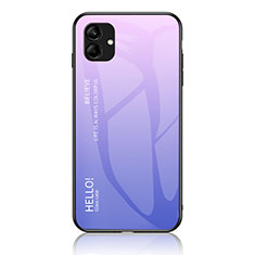 Silicone Frame Mirror Rainbow Gradient Case Cover LS1 for Samsung Galaxy A04 4G Clove Purple