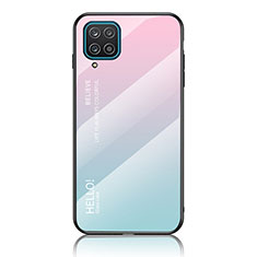 Silicone Frame Mirror Rainbow Gradient Case Cover LS1 for Samsung Galaxy A12 5G Cyan