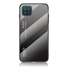 Silicone Frame Mirror Rainbow Gradient Case Cover LS1 for Samsung Galaxy A12 5G Dark Gray