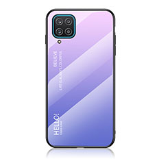 Silicone Frame Mirror Rainbow Gradient Case Cover LS1 for Samsung Galaxy A12 Clove Purple