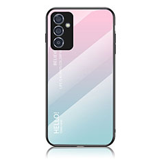 Silicone Frame Mirror Rainbow Gradient Case Cover LS1 for Samsung Galaxy A15 4G Cyan
