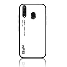 Silicone Frame Mirror Rainbow Gradient Case Cover LS1 for Samsung Galaxy A40s White