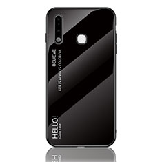 Silicone Frame Mirror Rainbow Gradient Case Cover LS1 for Samsung Galaxy A70E Black