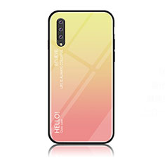 Silicone Frame Mirror Rainbow Gradient Case Cover LS1 for Samsung Galaxy A70S Yellow