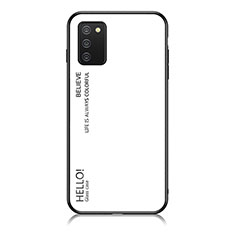 Silicone Frame Mirror Rainbow Gradient Case Cover LS1 for Samsung Galaxy F02S SM-E025F White