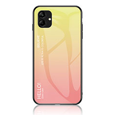 Silicone Frame Mirror Rainbow Gradient Case Cover LS1 for Samsung Galaxy F04 Yellow