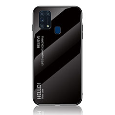 Silicone Frame Mirror Rainbow Gradient Case Cover LS1 for Samsung Galaxy M31 Black