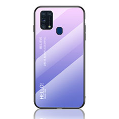 Silicone Frame Mirror Rainbow Gradient Case Cover LS1 for Samsung Galaxy M31 Clove Purple