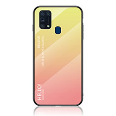 Silicone Frame Mirror Rainbow Gradient Case Cover LS1 for Samsung Galaxy M31 Prime Edition Yellow