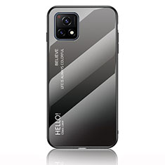 Silicone Frame Mirror Rainbow Gradient Case Cover LS1 for Vivo iQOO U3 5G Dark Gray
