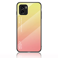 Silicone Frame Mirror Rainbow Gradient Case Cover LS1 for Vivo iQOO U5x Yellow