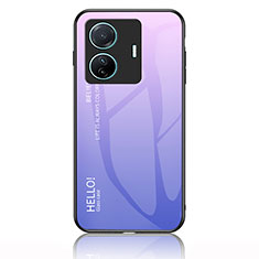 Silicone Frame Mirror Rainbow Gradient Case Cover LS1 for Vivo iQOO Z6 Pro 5G Clove Purple