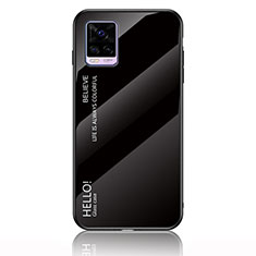Silicone Frame Mirror Rainbow Gradient Case Cover LS1 for Vivo V20 Black