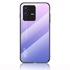 Silicone Frame Mirror Rainbow Gradient Case Cover LS1 for Vivo V23 Pro 5G Clove Purple