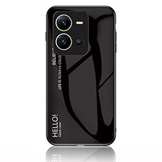 Silicone Frame Mirror Rainbow Gradient Case Cover LS1 for Vivo X80 Lite 5G Black