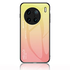 Silicone Frame Mirror Rainbow Gradient Case Cover LS1 for Vivo X90 Pro+ Plus 5G Yellow