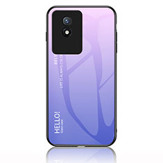 Silicone Frame Mirror Rainbow Gradient Case Cover LS1 for Vivo Y02 Clove Purple
