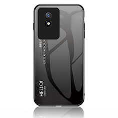 Silicone Frame Mirror Rainbow Gradient Case Cover LS1 for Vivo Y02 Dark Gray