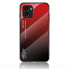 Silicone Frame Mirror Rainbow Gradient Case Cover LS1 for Vivo Y10 Red