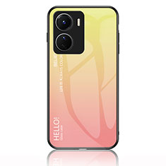 Silicone Frame Mirror Rainbow Gradient Case Cover LS1 for Vivo Y16 Yellow