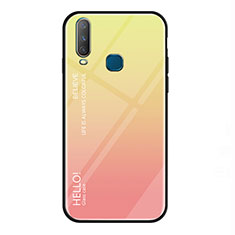 Silicone Frame Mirror Rainbow Gradient Case Cover LS1 for Vivo Y17 Yellow