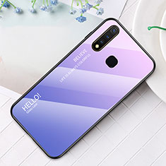 Silicone Frame Mirror Rainbow Gradient Case Cover LS1 for Vivo Y19 Clove Purple