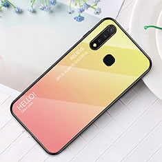 Silicone Frame Mirror Rainbow Gradient Case Cover LS1 for Vivo Y19 Yellow